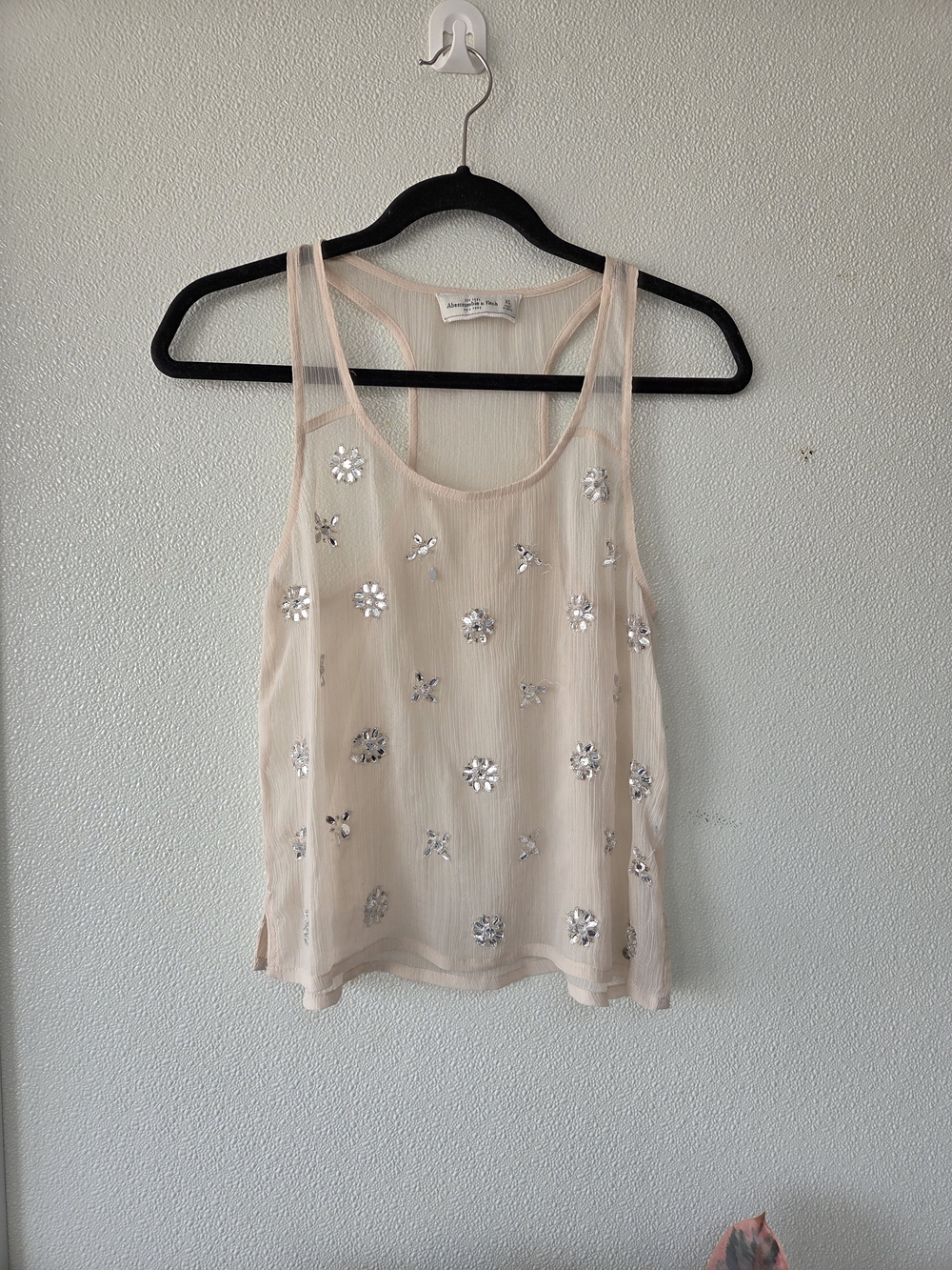 Abercrombie & Fitch Cream Embellished Floral Tank